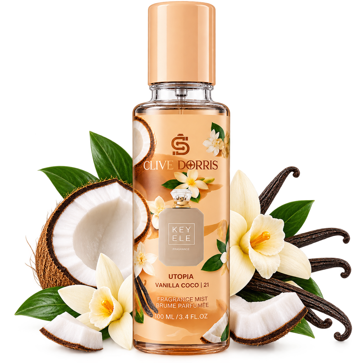 Brume Parfumée Femme Clive Dorris KEY ELE – 100 ml Vanilla Coco