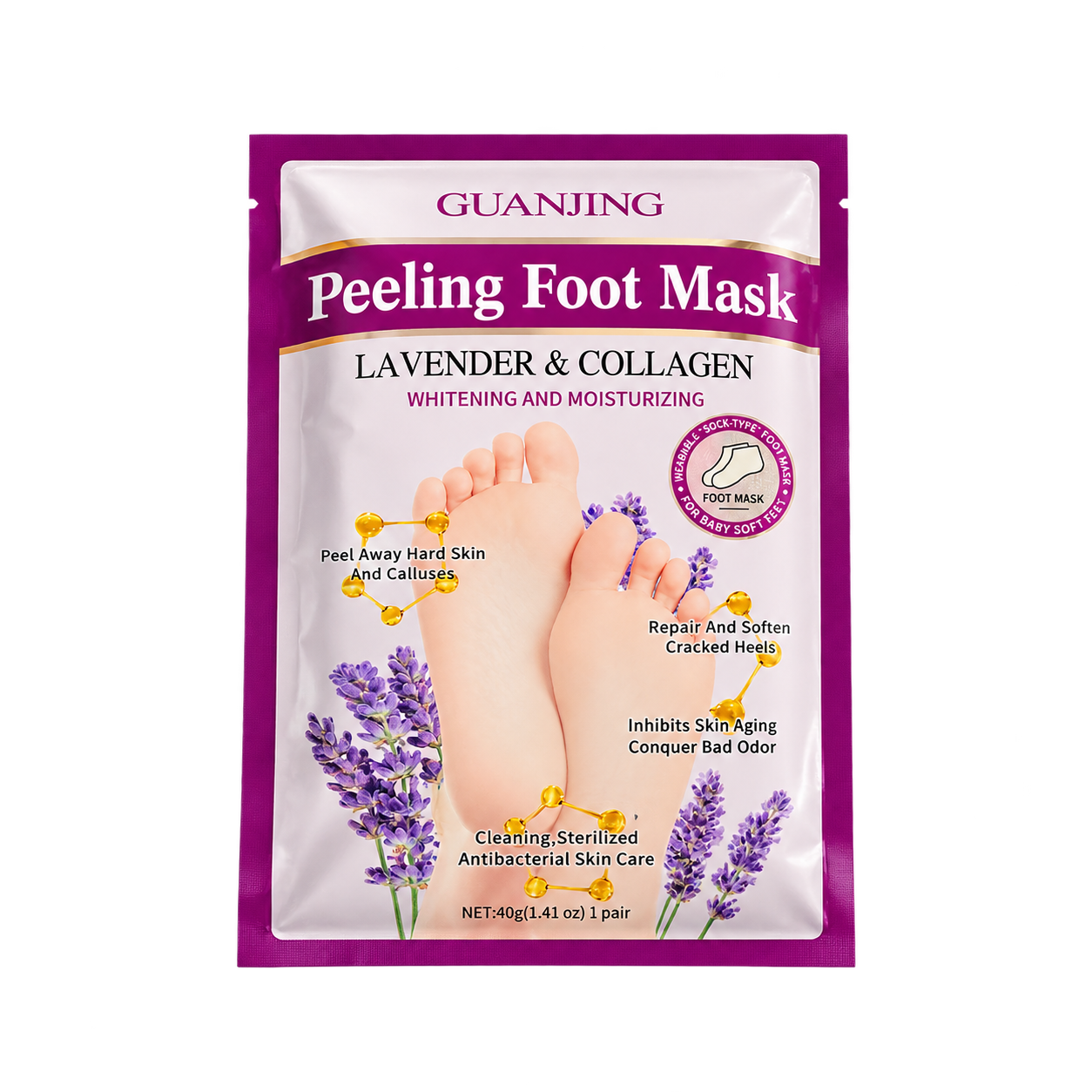 Guanjing Masque Pieds Exfoliant - Lavande & Collagène - TazaShop