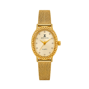 Montre femme dorée ovale avec bracelet maille