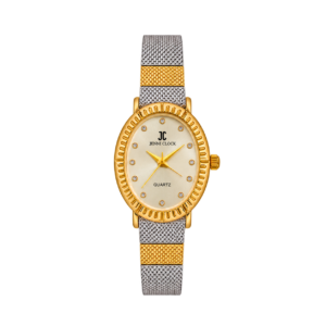 Montre femme ovale bicolore dorée et argentée