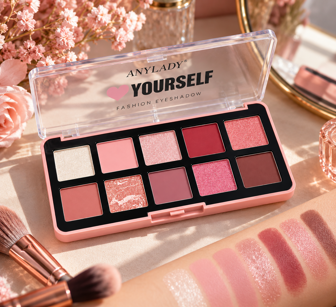 Palette ANYLADY 10 fards à paupières nude et rosés