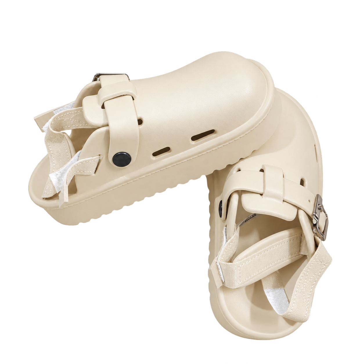 Sandales sabots femme à plateforme beige