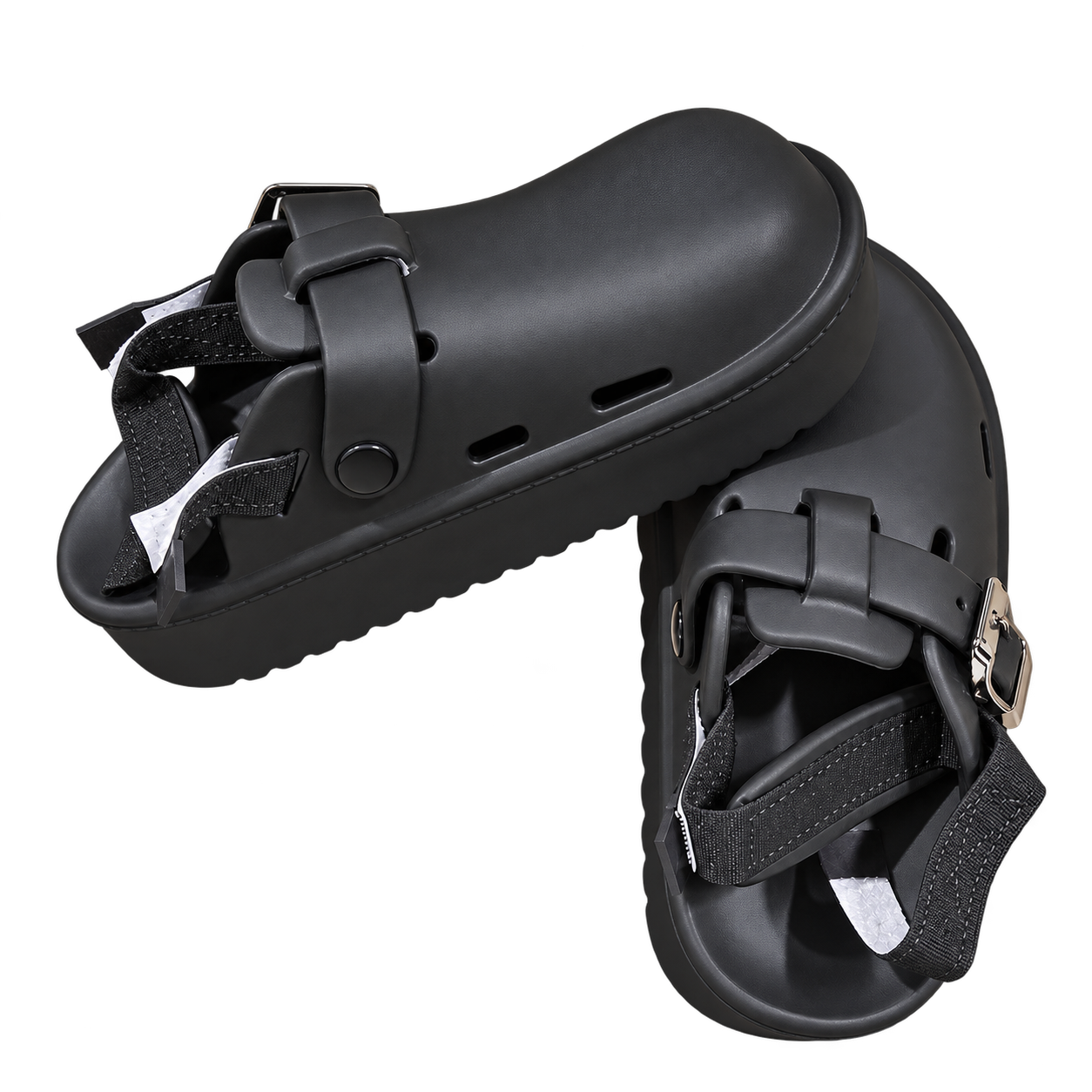 Sandales sabots femme à plateforme noir